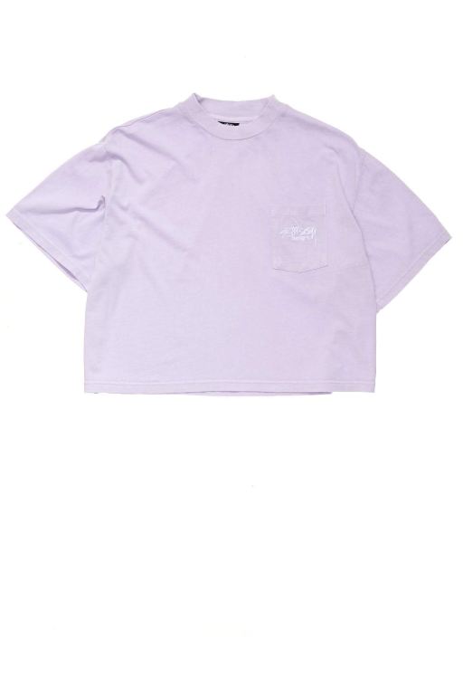 Stussy Womens Designs Pocket Boxy T Shirt Pink - IEODR1508